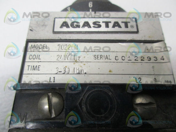 AGASTAT 7022EH TIME DELAY RELAY 3-30 MIN. UNMP