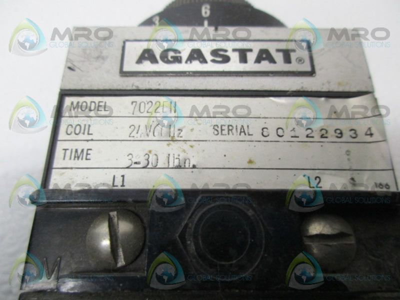AGASTAT 7022EH TIME DELAY RELAY 3-30 MIN. UNMP