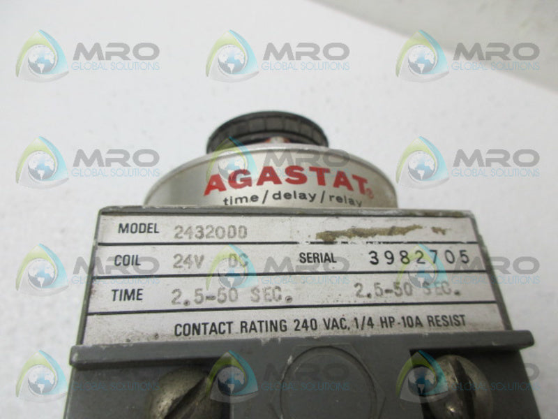 AGASTAT 24320DD TIMING RELAY 2.5-50 SEC. UNMP