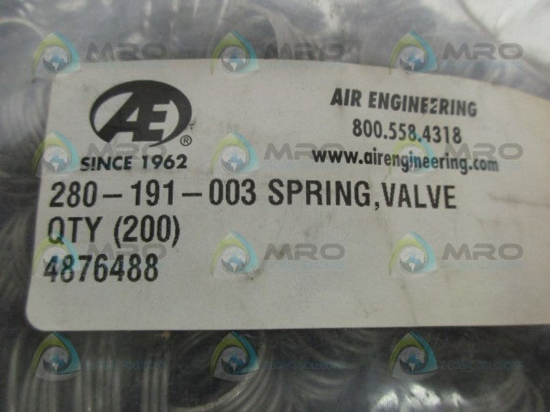 AIR ENGINEERING 280-191-003 (PKG OF 200) SPRING VALVE NSMP