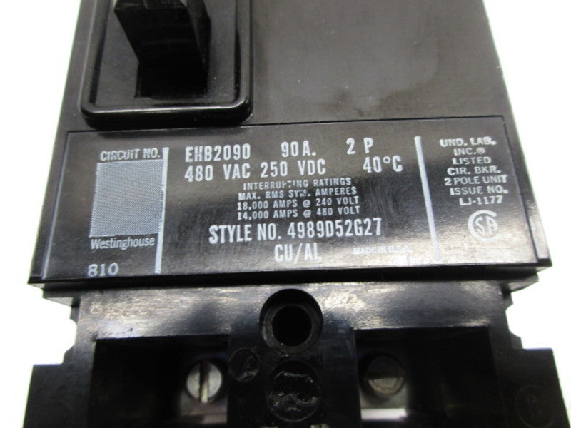 WESTINGHOUSE EHB2090 CIRCUIT BREAKER 90A  NSNP