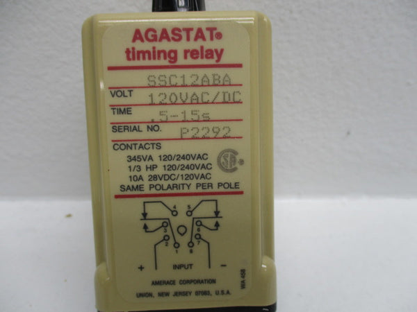 AGASTAT SSC12ABA TIMING RELAY .5-15 SEC. NSMP