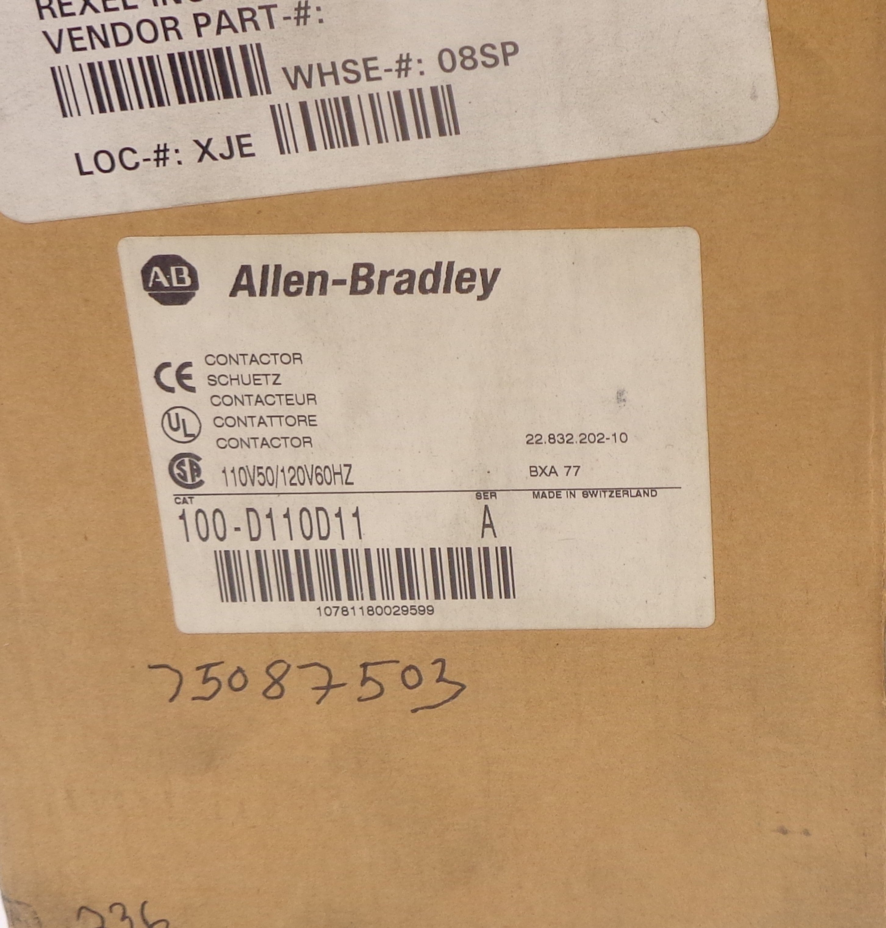ALLEN BRADLEY 100-D110D11 SER. A 110/120V (BR/WH) NSMP