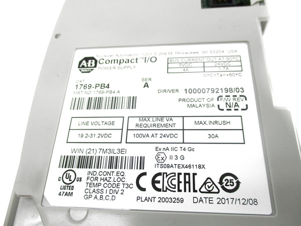 ALLEN BRADLEY 1769-PB4 SER. A 24VDC 1.7A NSNP