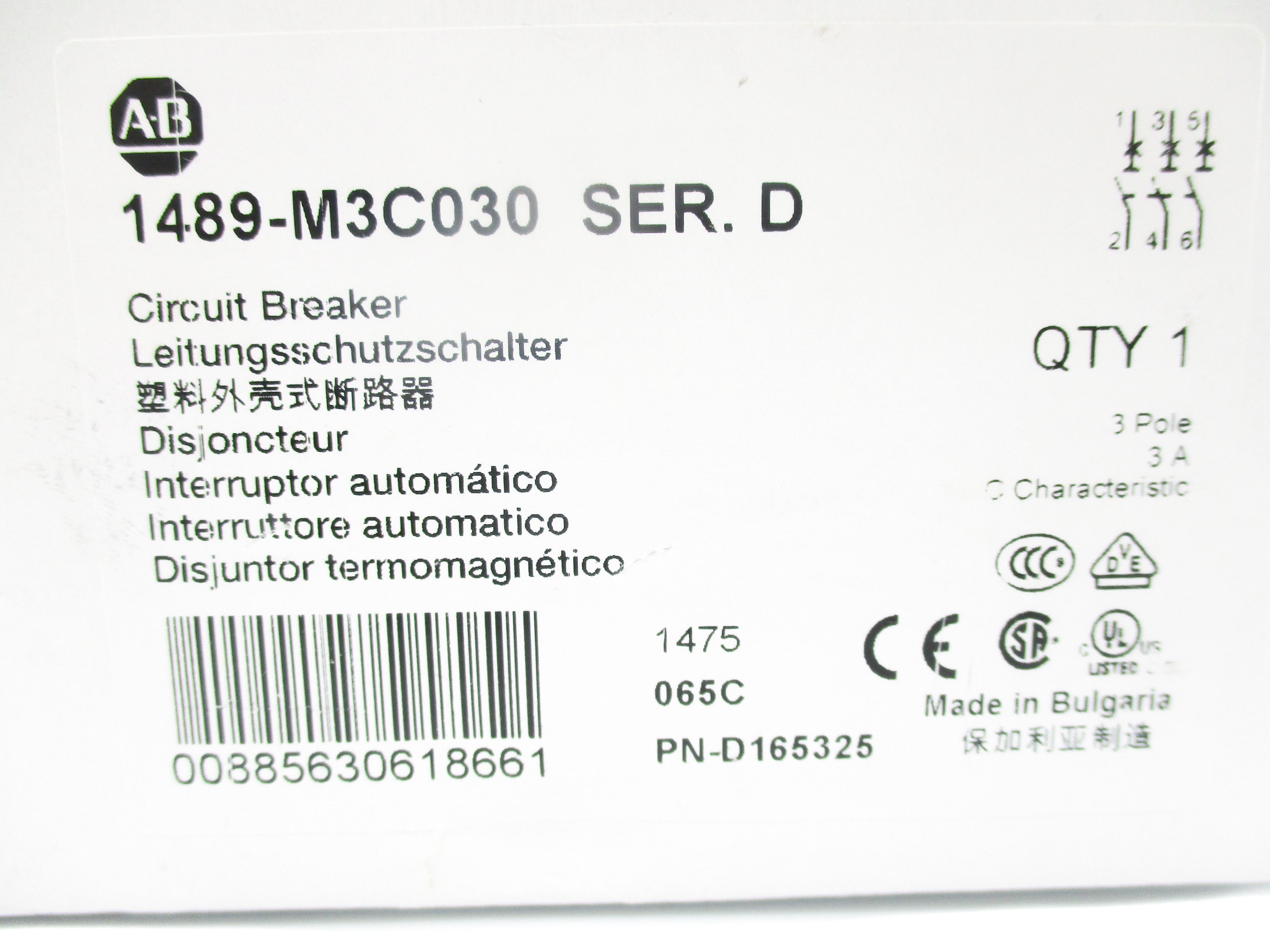 ALLEN BRADLEY 1489-M3C030 SER. D 277V 3A NSMP