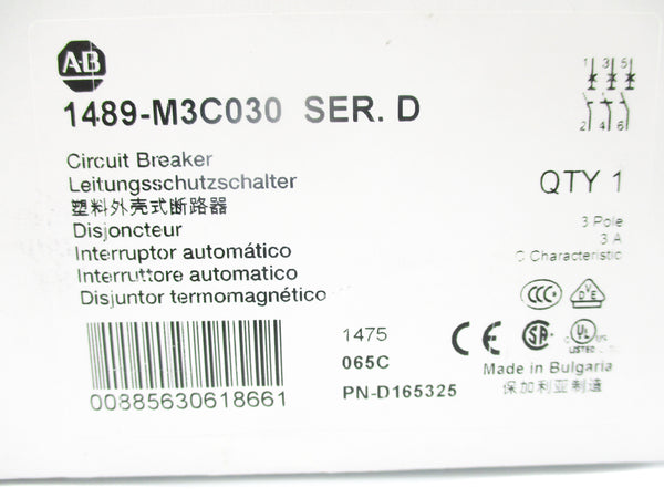 ALLEN BRADLEY 1489-M3C030 SER. D 277V 3A NSMP