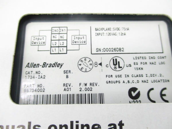 ALLEN BRADLEY 1734-IA2 SER. B F/W 2.002 NSMP