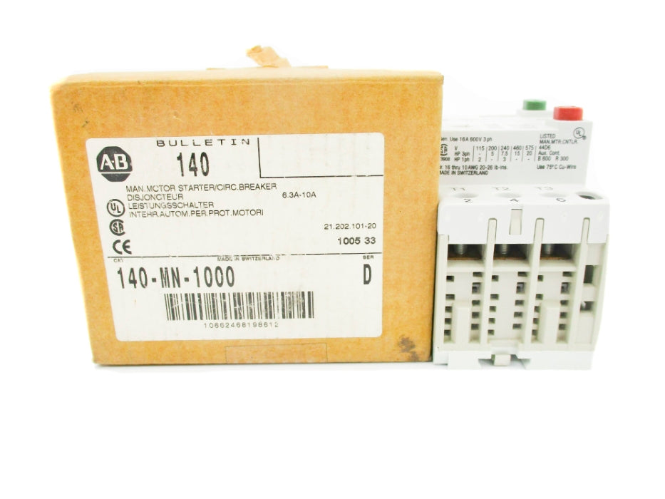 ALLEN BRADLEY 140-MN-1000 SER. D 690V 6.3-10.0A (BR/WH) NSMP