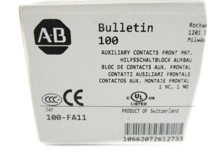 ALLEN BRADLEY 100-FA11 SER. B 600VAC 10A (WH) NSMP