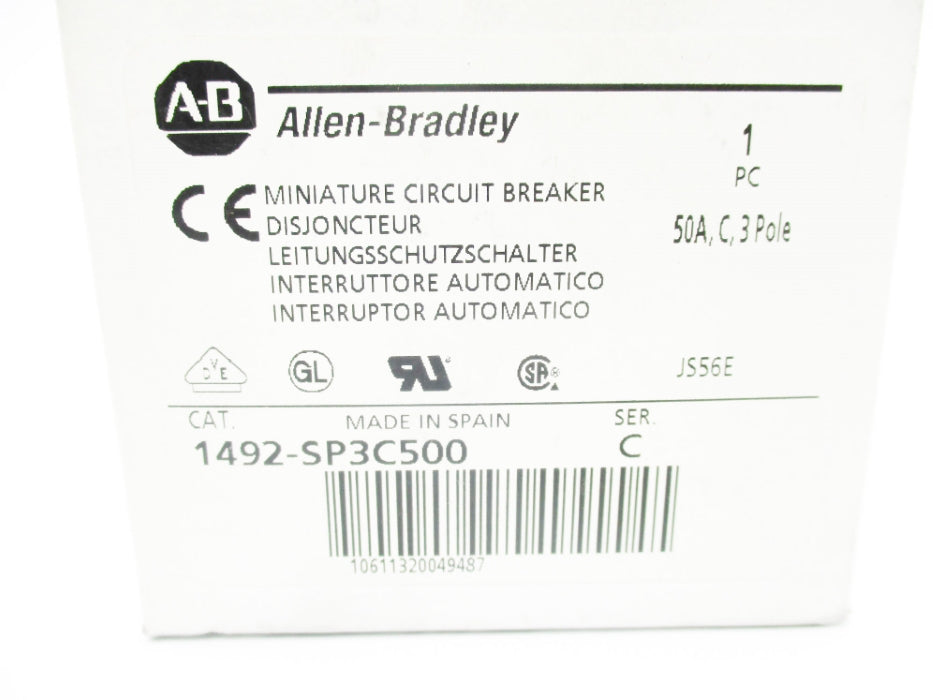 ALLEN BRADLEY 1492-SP3C500 SER. C 415VAC 50A NSMP