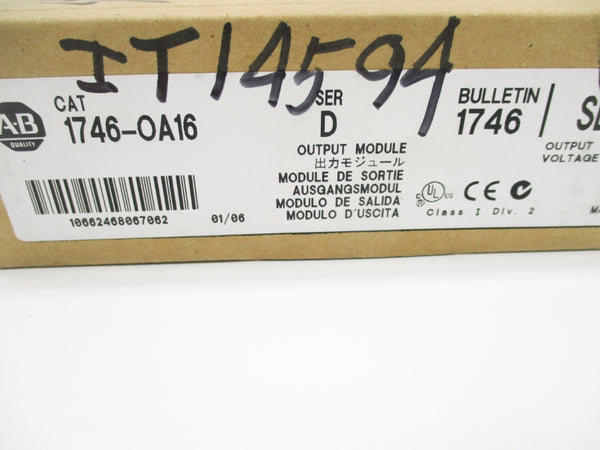 ALLEN BRADLEY 1746-OA16 SER. D DATE: 2006 NSFS