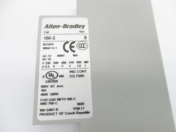 ALLEN BRADLEY 100-SA01 SER. B 600VAC 10A NSNP