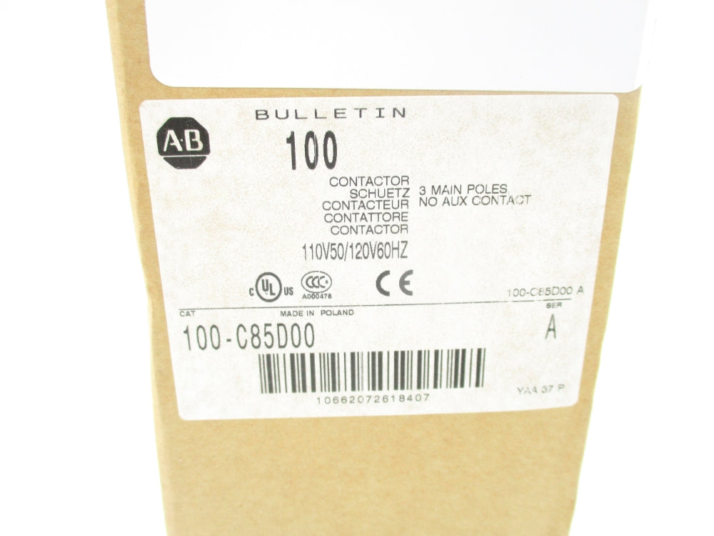 ALLEN BRADLEY 100-C85D00 SER. A 110/120V 100A (BR/WH) NSMP