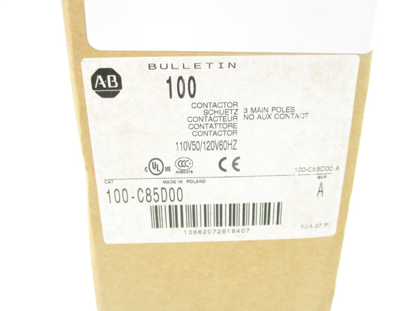 ALLEN BRADLEY 100-C85D00 SER. A 110/120V 100A (BR/WH) NSMP
