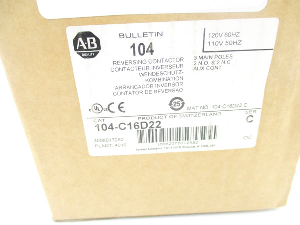 ALLEN BRADLEY 104-C16D22 SER. C 110/120V (BR/WH) NSMP