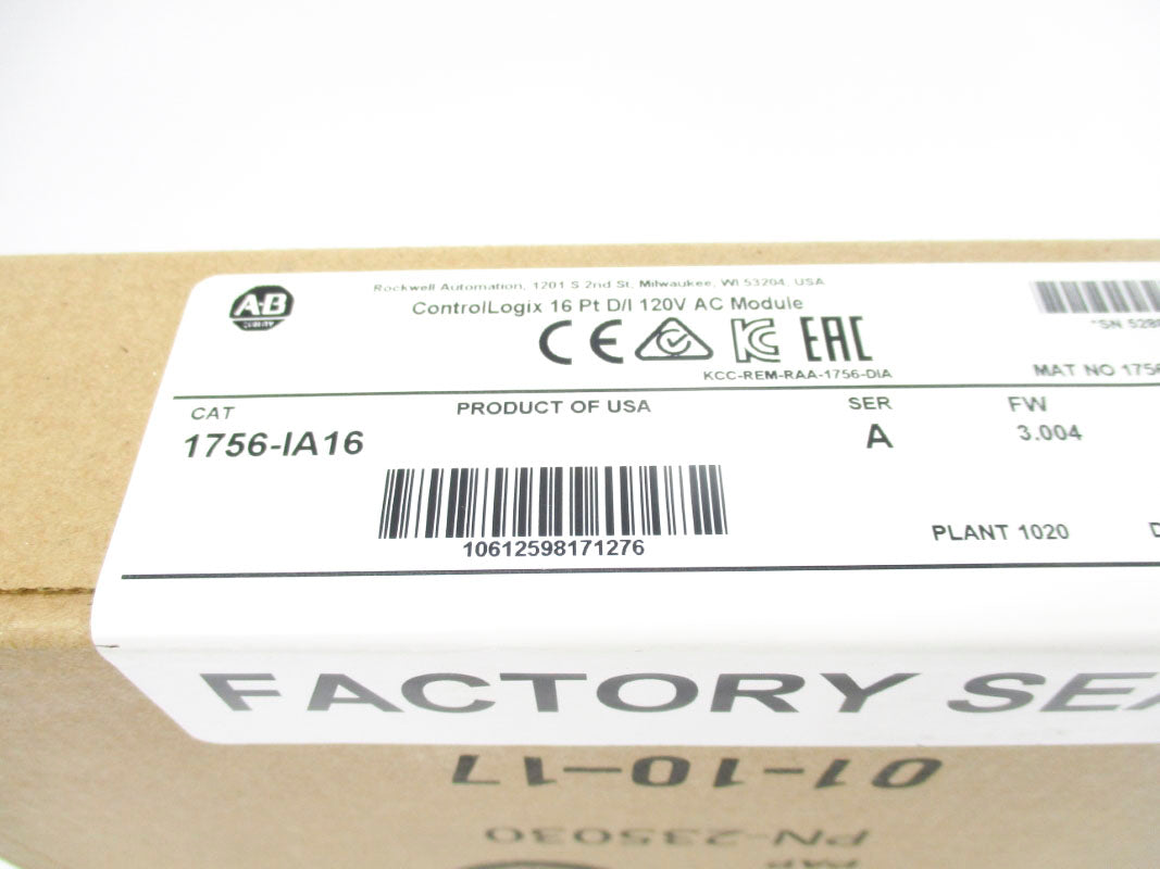 ALLEN BRADLEY 1756-IA16 SER. A F/W 3.004 DATE: 2017 NSFS