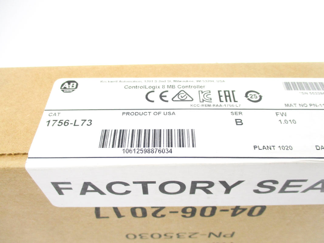 ALLEN BRADLEY 1756-L73 SER. B F/W 1.010 DATE: 2017 NSFS