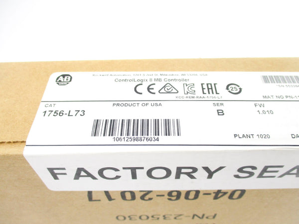 ALLEN BRADLEY 1756-L73 SER. B F/W 1.010 DATE: 2017 NSFS