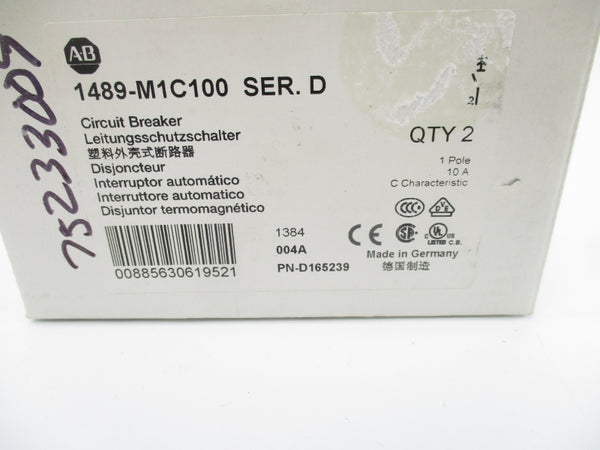ALLEN BRADLEY 1489-M1C100 SER. D 277V 10A (PKG OF 2) NSMP