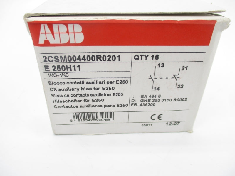 ABB 2CSM004400R0201 E250H11 5A (PKG OF 16) NSMP
