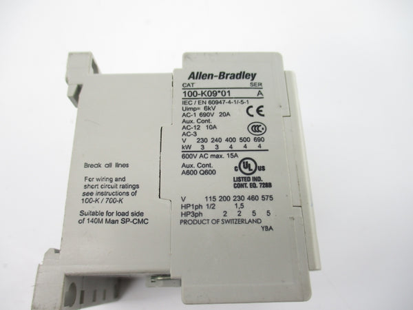 ALLEN BRADLEY 100-K09ZA01 SER. A 220VDC 20A NSNP