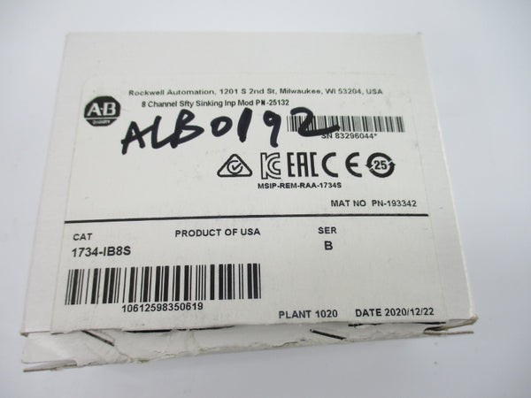 ALLEN BRADLEY 1734-IB8S SER. B 11-30/28.8VDC NSMP