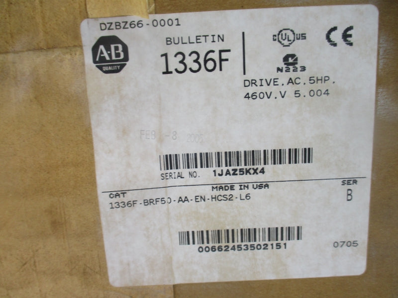 ALLEN BRADLEY 1336F-BRF50-AA-EN-HCS2-L6 SER. B 380/480VAC 10A NSMP