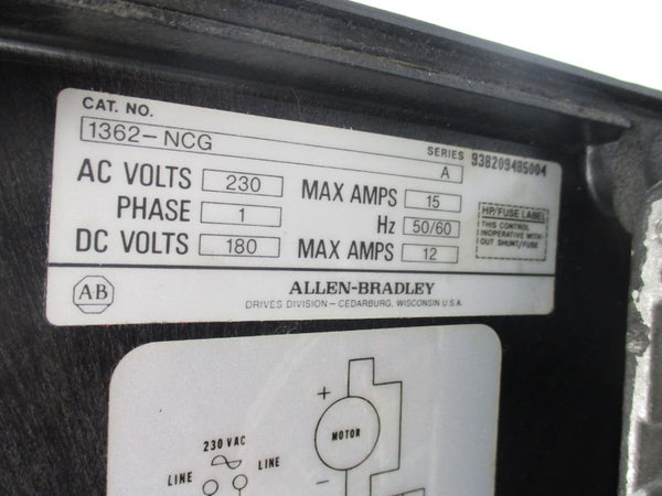 ALLEN BRADLEY 1362-NCG SER. A 230V 15A NSNP
