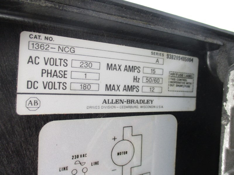 ALLEN BRADLEY 1362-NCG SER. A 230V 15A NSNP