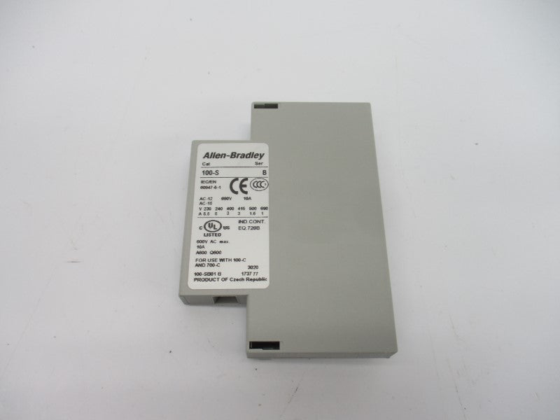 ALLEN BRADLEY 100-SB01 SER. B 600VAC 10A (BR/WH) NSMP