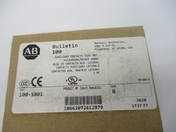 ALLEN BRADLEY 100-SB01 SER. B 600VAC 10A (BR/WH) NSMP