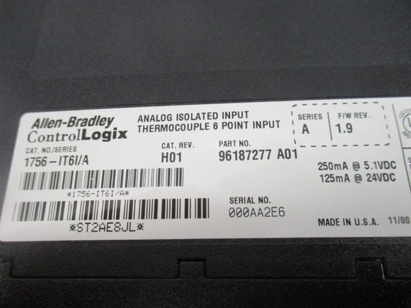 ALLEN BRADLEY 1756-IT6I SER. A F/W 1.9 24VDC NSNP