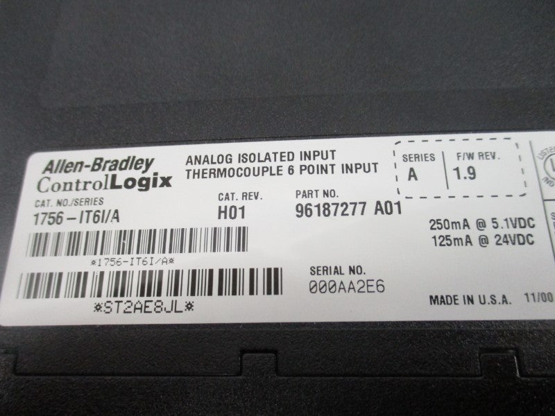 ALLEN BRADLEY 1756-IT6I SER. A F/W 1.9 24VDC NSNP
