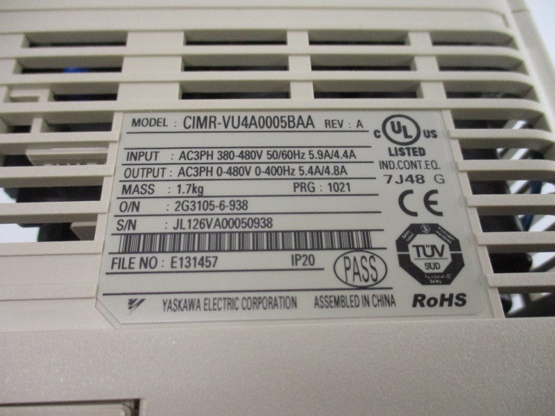 YASKAWA ELECTRIC CIMR-VU4A0005BAA 380-480V 5.9/4.4A NSNP