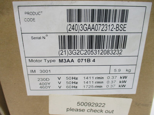 ABB 3GAA072312-BSE 460V 0.86A NSMP