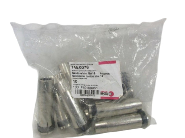 ABICOR BINZEL 145.0078 PK OF 10 GAS NAZZLE CONICAL NSMP
