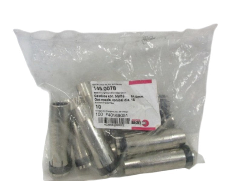 ABICOR BINZEL 145.0078 PK OF 10 GAS NAZZLE CONICAL NSMP