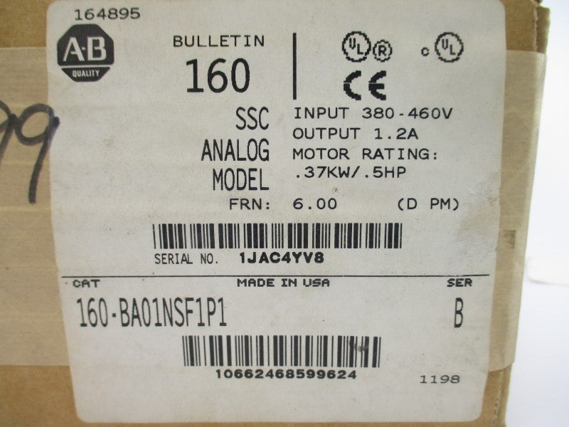 ALLEN BRADLEY 160-BA01NSF1P1 SER. B F/W 6.00 380-460V 1.2A (BR/WH) NSMP