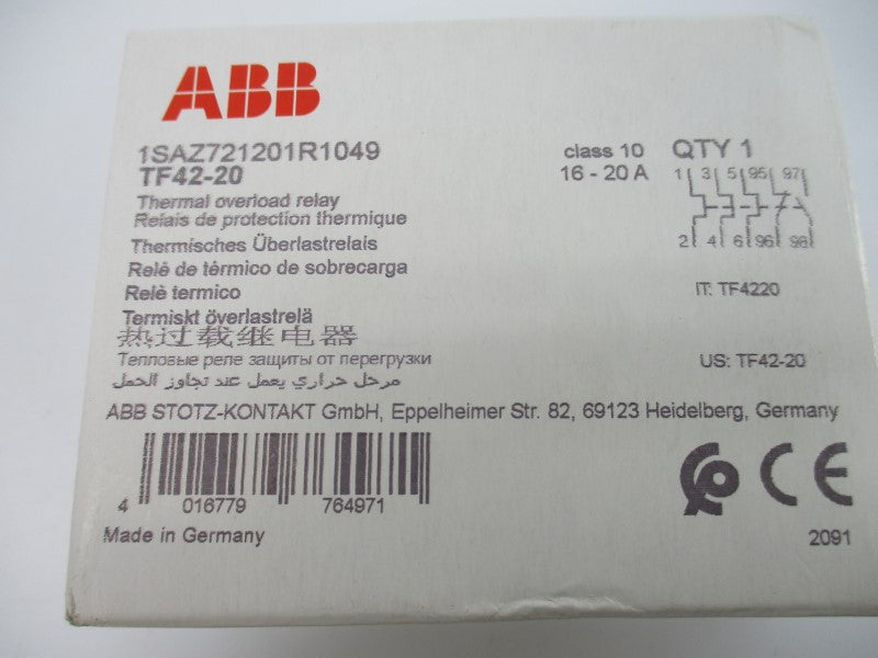 ABB TF42-20 1SAZ721201R1049 16-20A NSFS