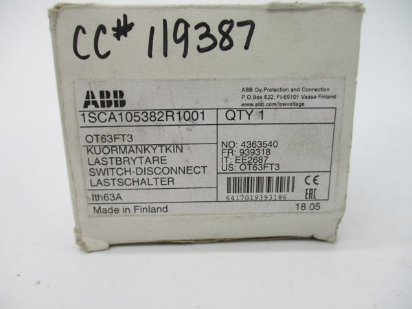 ABB OT63FT3 1SCA105382R1001 600V 63A NSMP