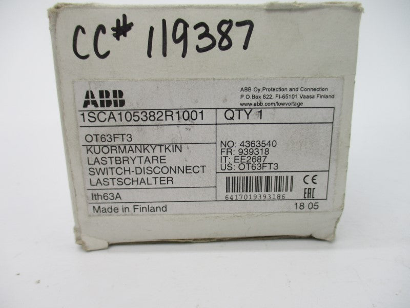 ABB OT63FT3 1SCA105382R1001 600V 63A NSMP