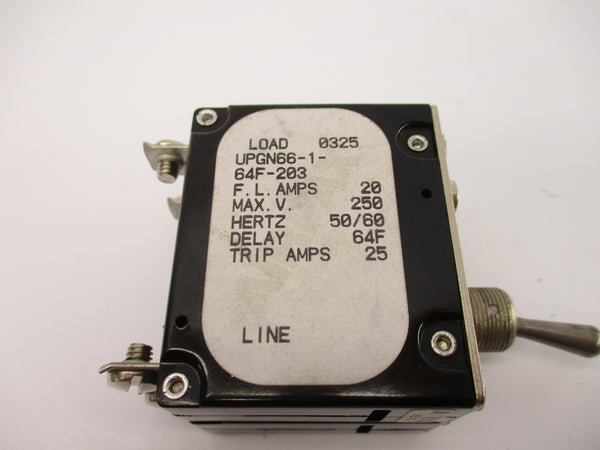 AIRPAX UPGN66-1-64F-203 250V 20A UNMP
