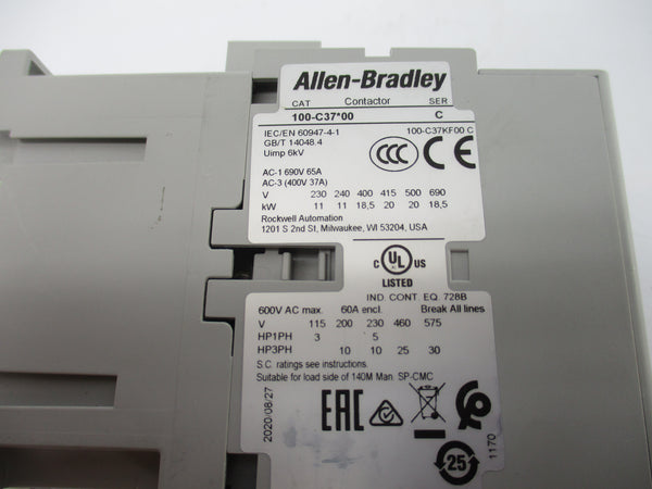ALLEN BRADLEY 100-C37J00 SER. C  24VDC 65A NSNP