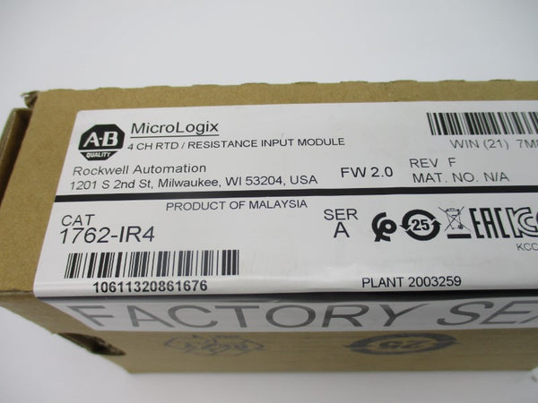 ALLEN BRADLEY 1762-IR4 SER. A F/W 2.0 DATE: 2022 REV. F NSFS