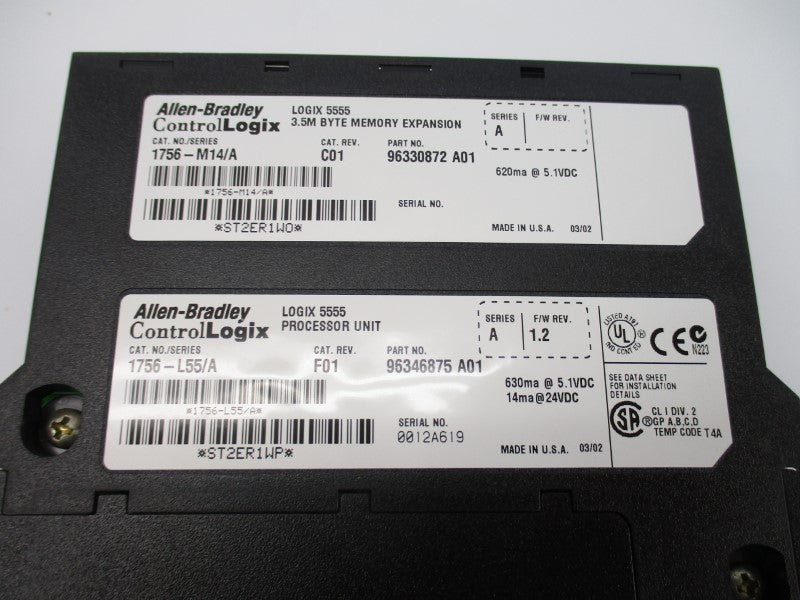 ALLEN BRADLEY 1756-L55 SER. A F/W 1.2 24VDC REV. F01 NSNP