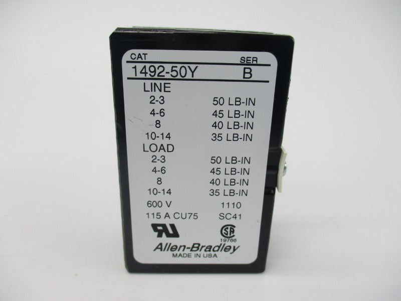 ALLEN BRADLEY 1492-50Y SER. B 600V (WH) NSMP