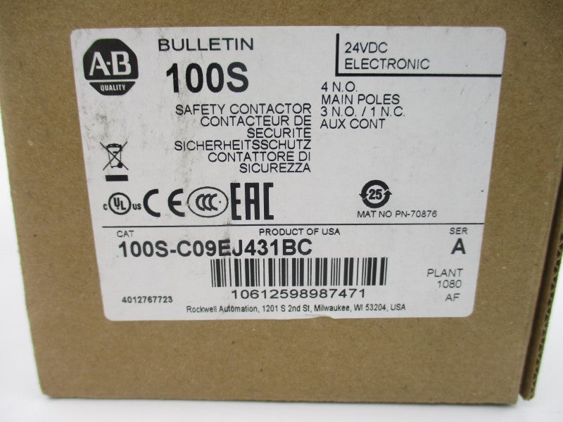 ALLEN BRADLEY 100S-C09EJ431BC SER. A 24VDC (BR/WH) NSMP