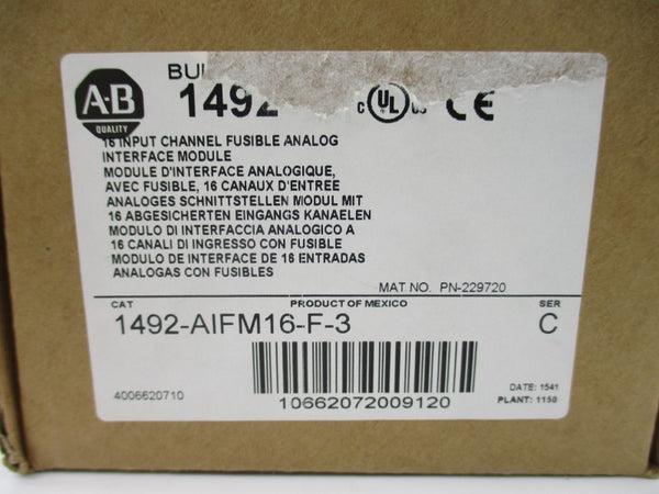 ALLEN BRADLEY 1492-AIFM16-F-3 SER. C 10-30VDC (BR/WH) NSMP