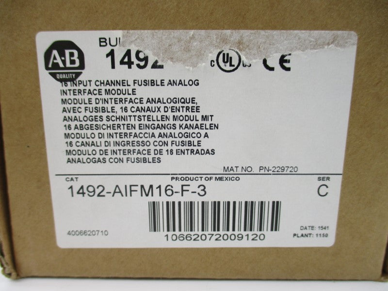 ALLEN BRADLEY 1492-AIFM16-F-3 SER. C 10-30VDC (BR/WH) NSMP
