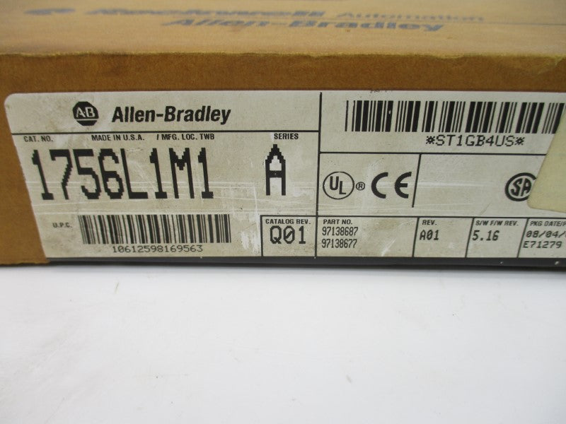 ALLEN BRADLEY 1756-L1M1 SER. A  F/W 5.16 24VDC REV. Q01/A01 NSMP